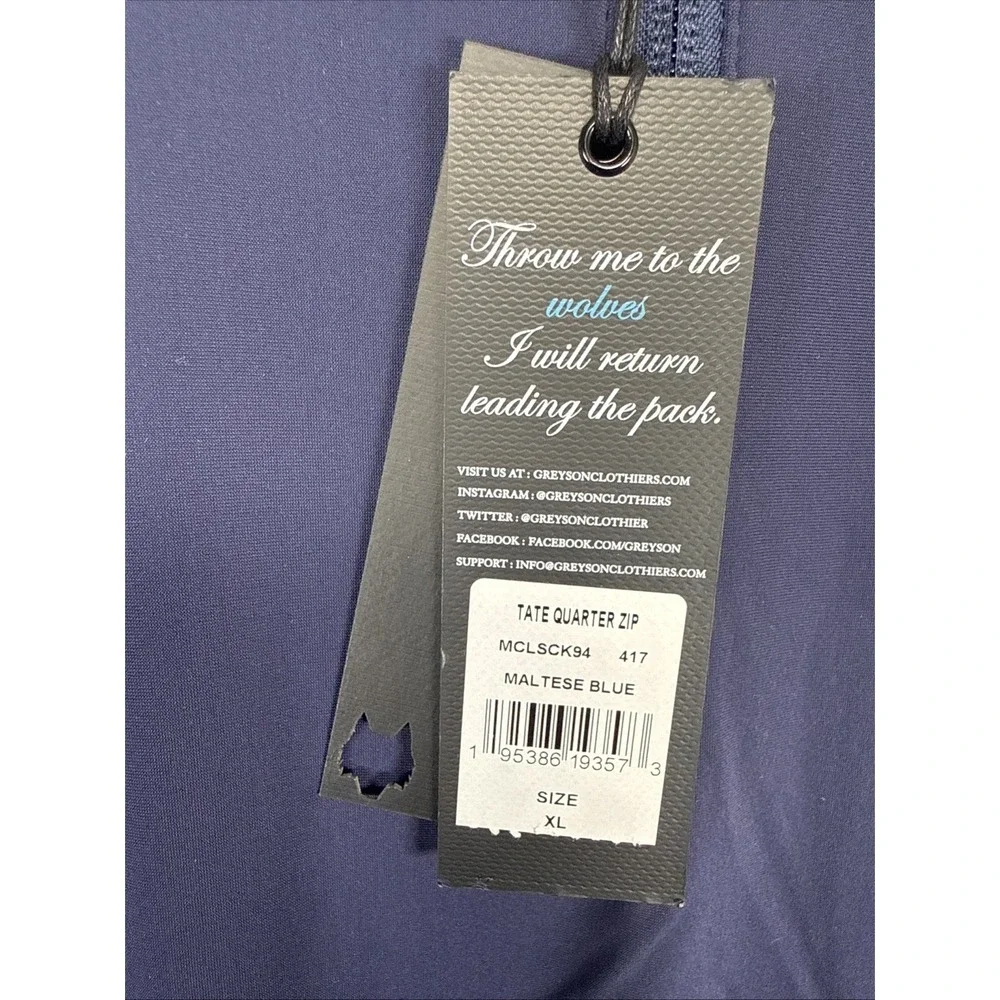 NEW Greyson Tate 1/4‎ Zip Pullover Mens XL Maltese Blue Golf Polyamide